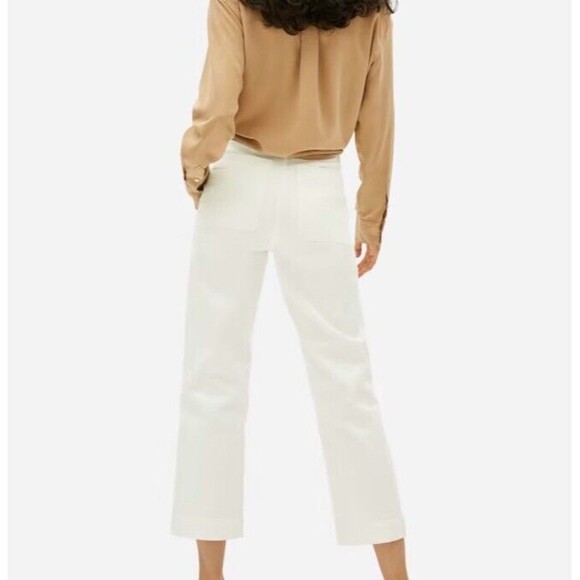 Everlane Cropped Straight Pants Bone White Size 2 New Womens Denim Preppy Office - Picture 2 of 7